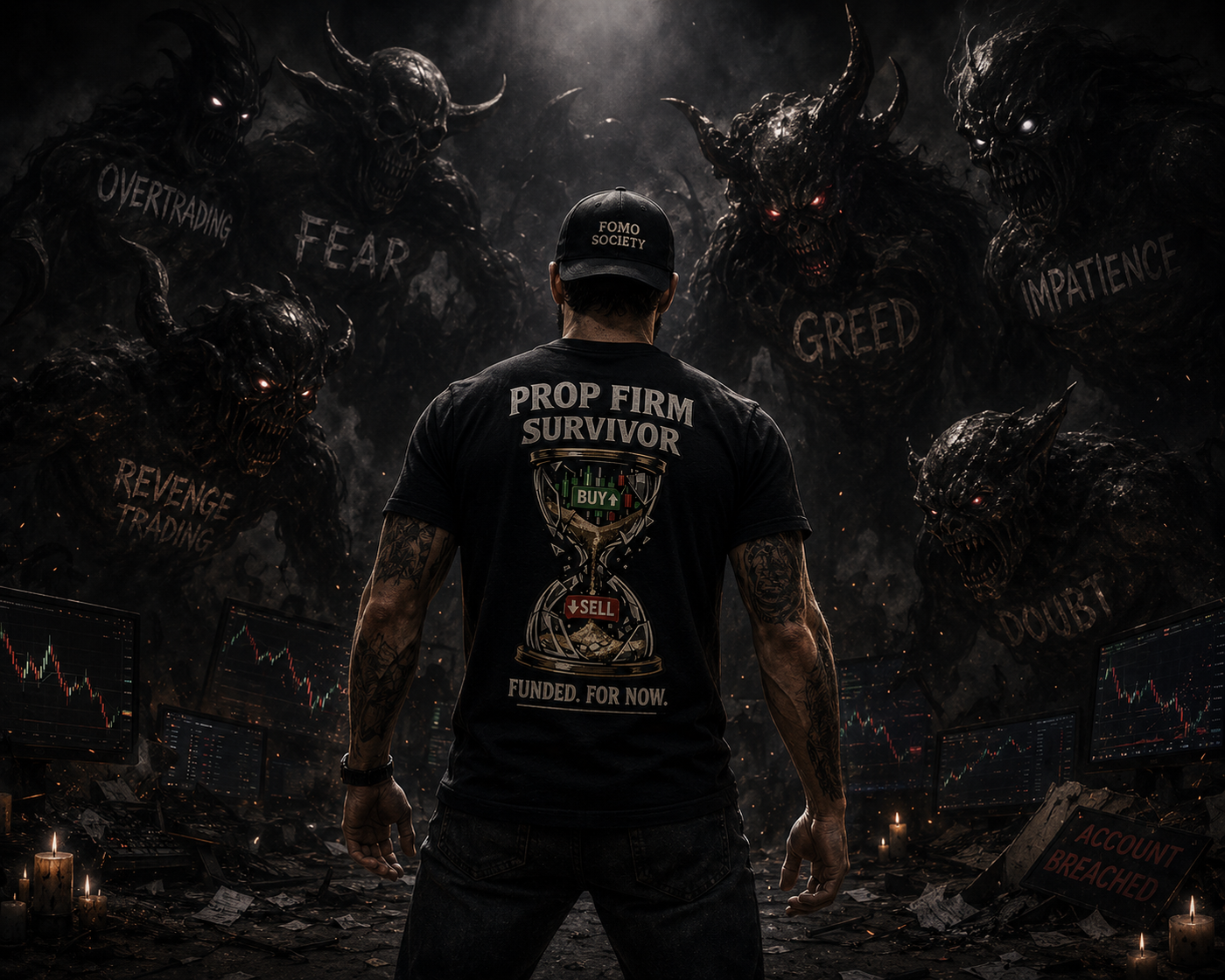 Prop Firm Survivor – Funded. For Now. | Trader Graphic T-Shirt