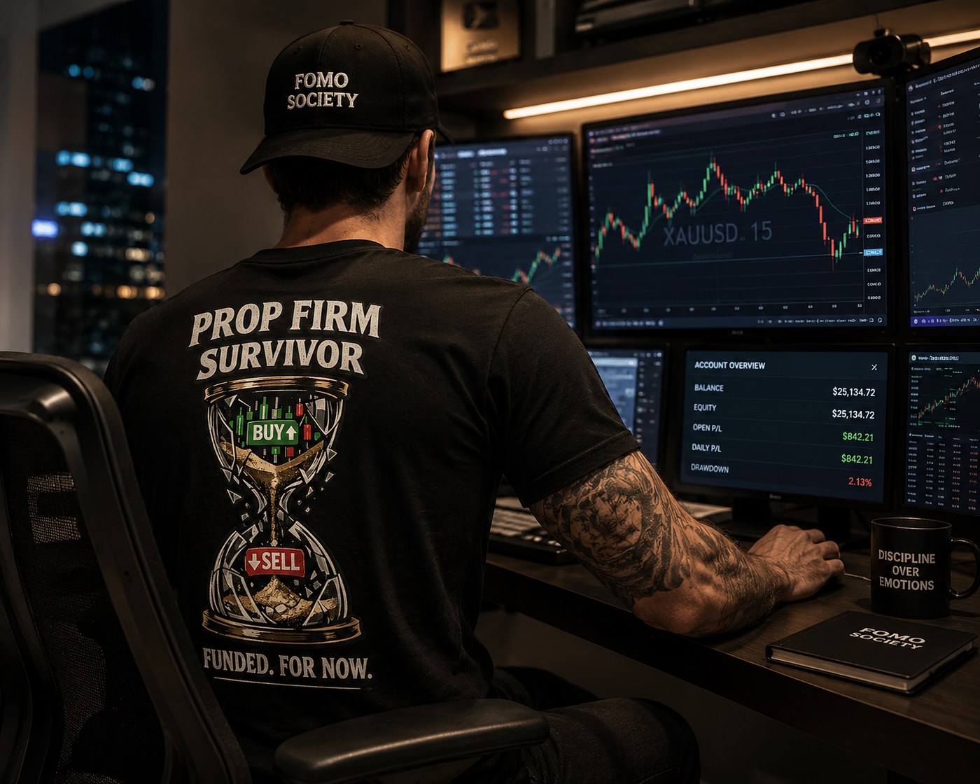 Prop Firm Survivor – Funded. For Now. | Trader Graphic T-Shirt